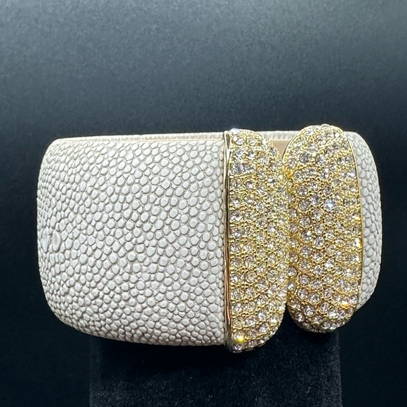 Real Collectibles by Adrienne Gold and Cream Textured Bangle Bracelet - Picture 5 of 9